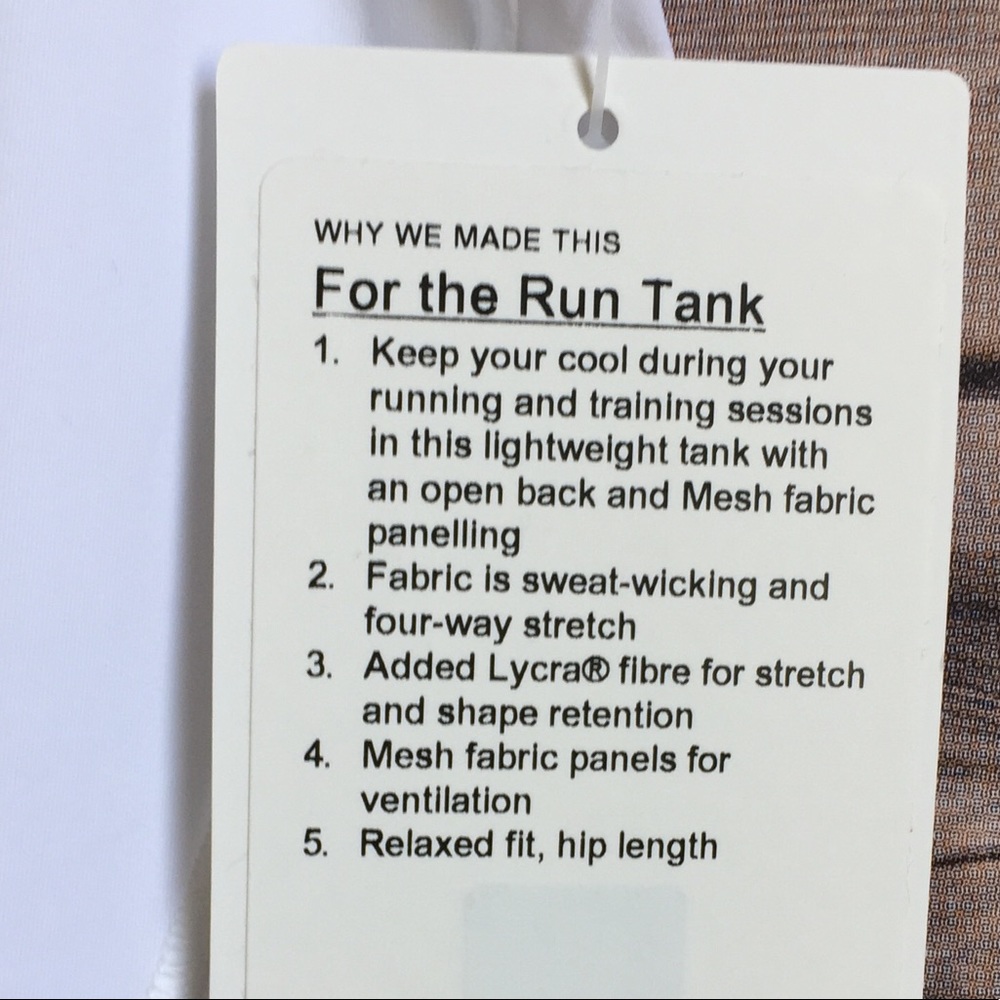 Nwt White lululemon For The Run Tank Size 8 - Picture 5 of 7